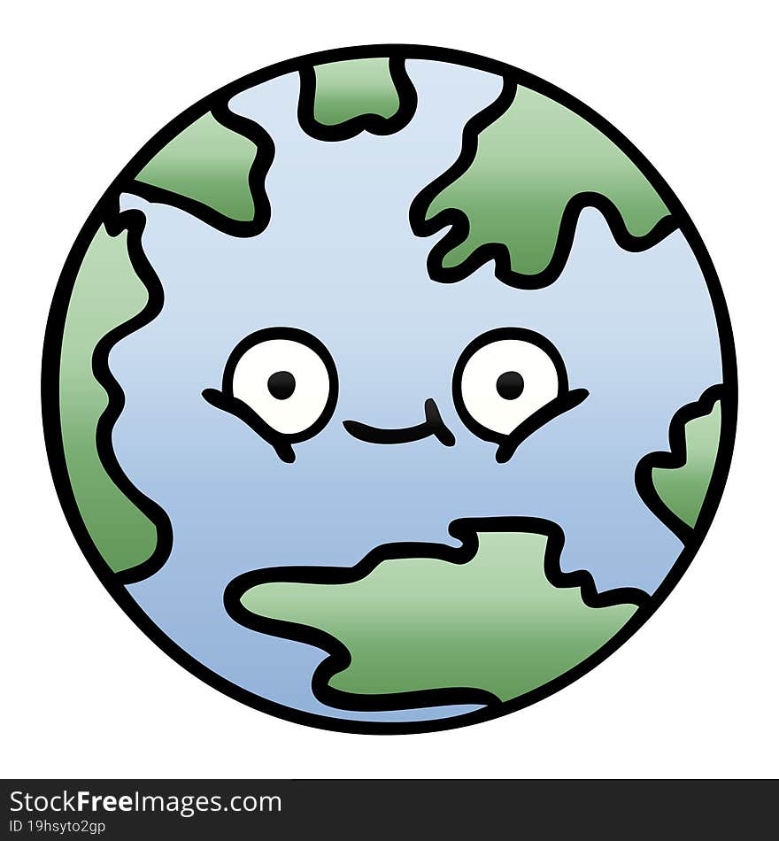 gradient shaded cartoon planet earth