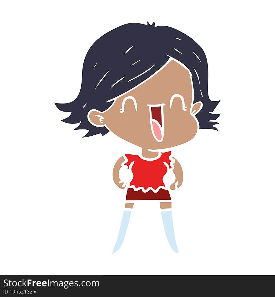 flat color style cartoon happy woman