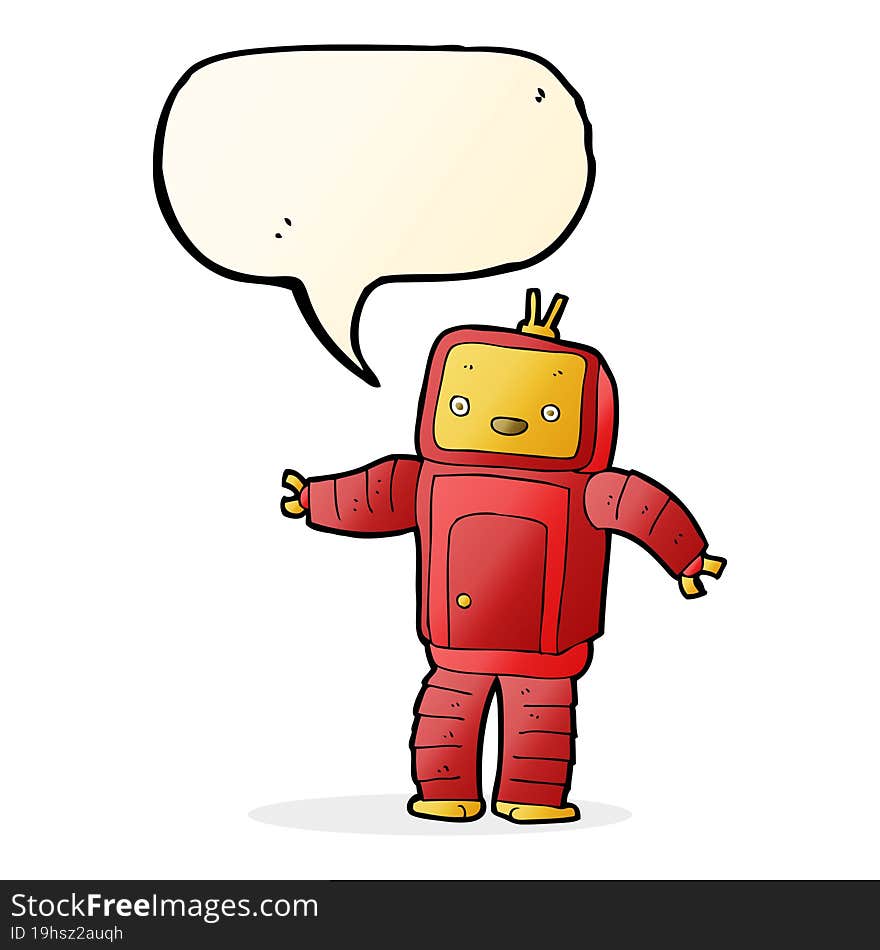 Cartoon Robot With Speech Bubble