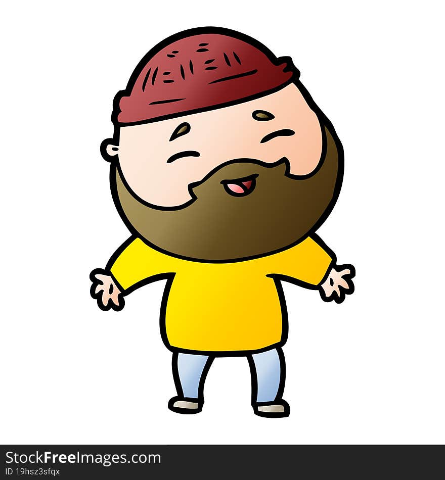 cartoon happy bearded man. cartoon happy bearded man