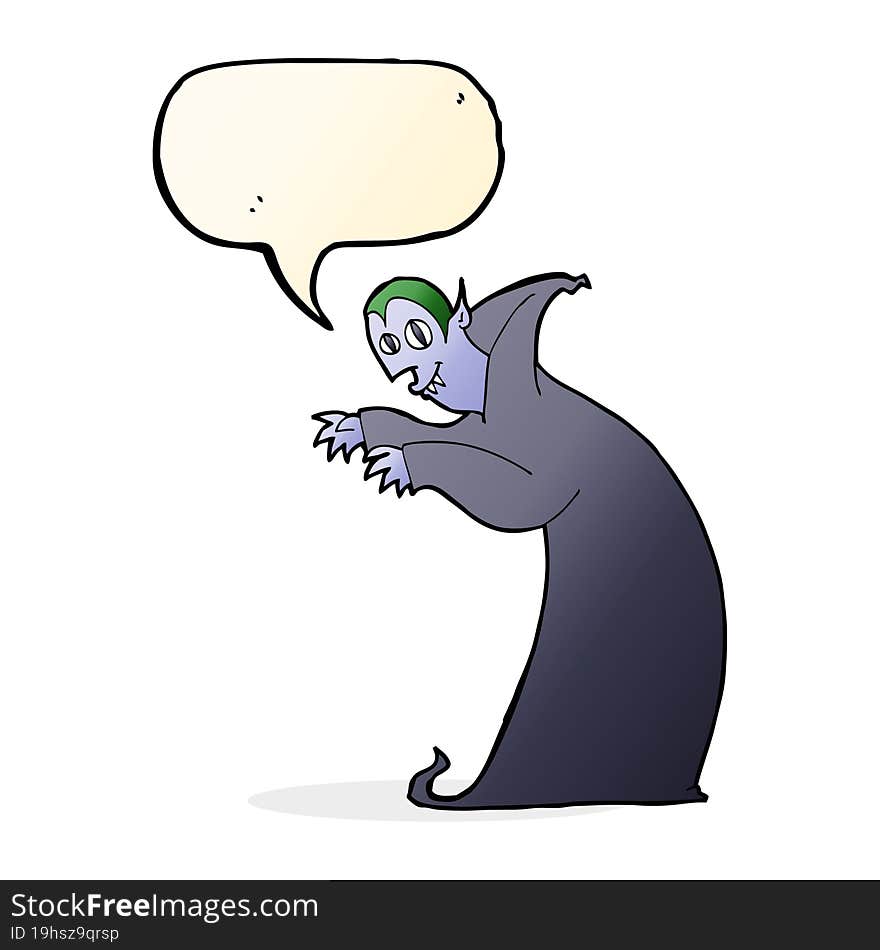 Cartoon Spooky Vampire With Speech Bubble