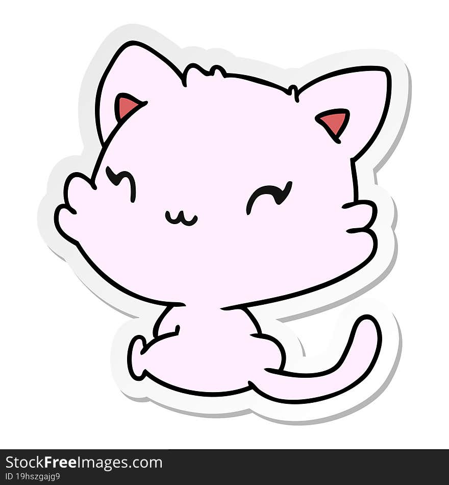 Sticker Cartoon Of Cute Kawaii Kitten