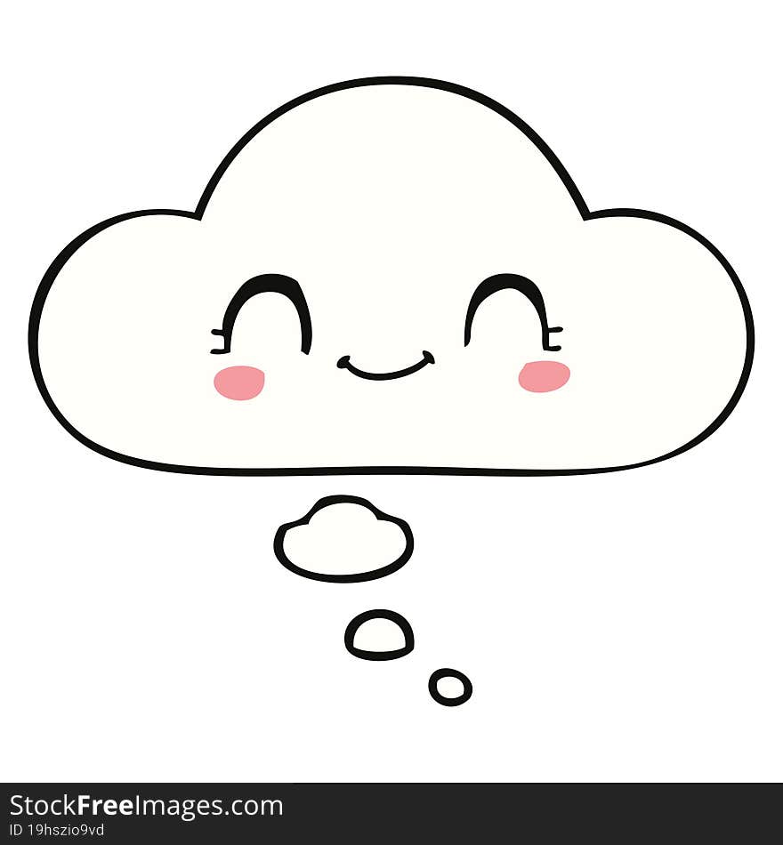 cute cartoon face and thought bubble