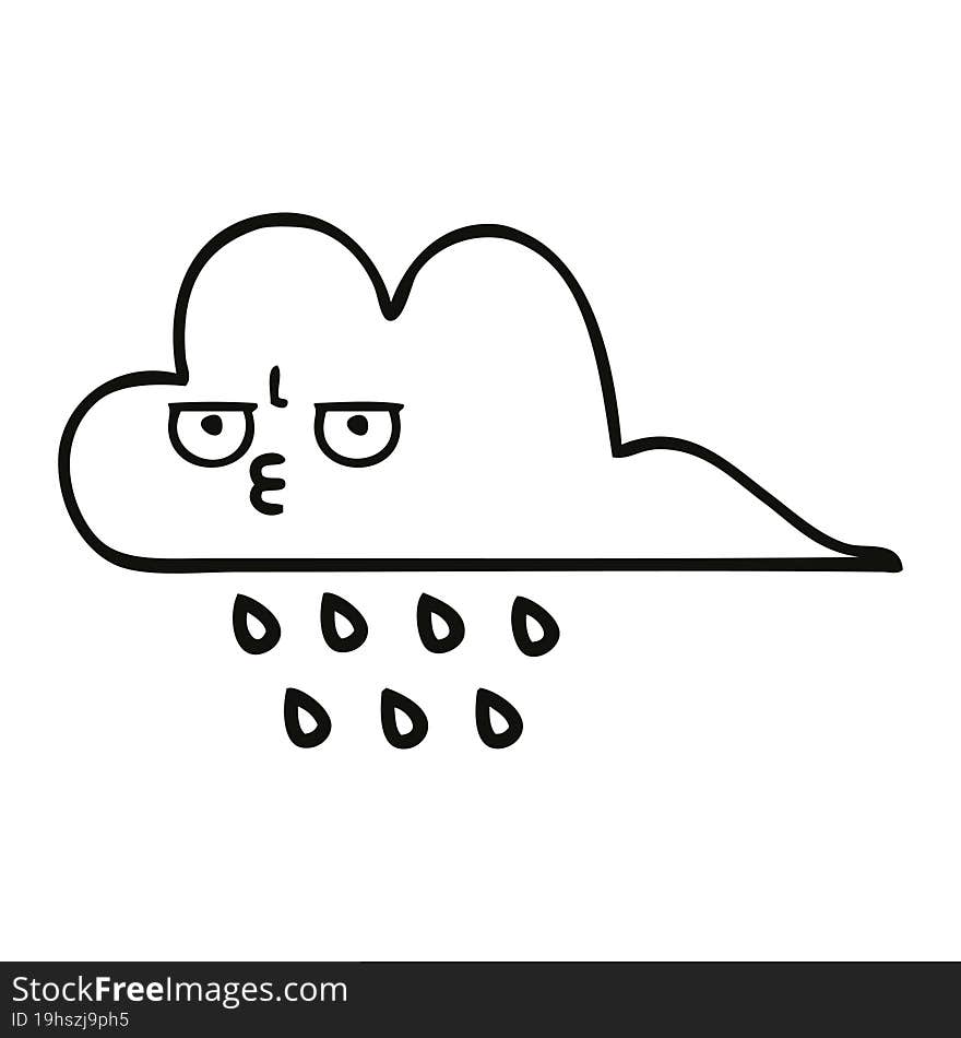 line drawing cartoon storm rain cloud