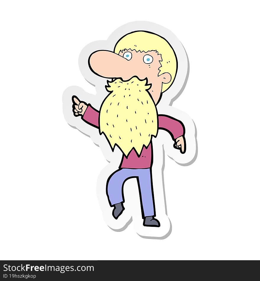 sticker of a cartoon man wearing fake beard