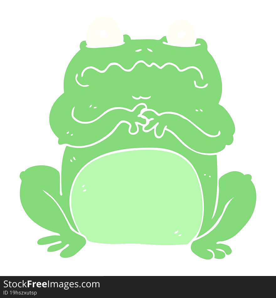 Flat Color Illustration Of A Cartoon Funny Frog