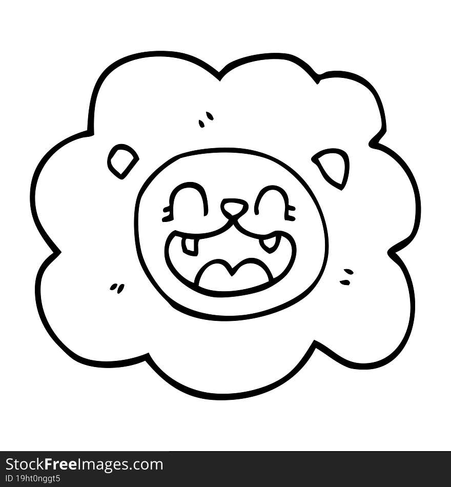 line drawing cartoon happy lion