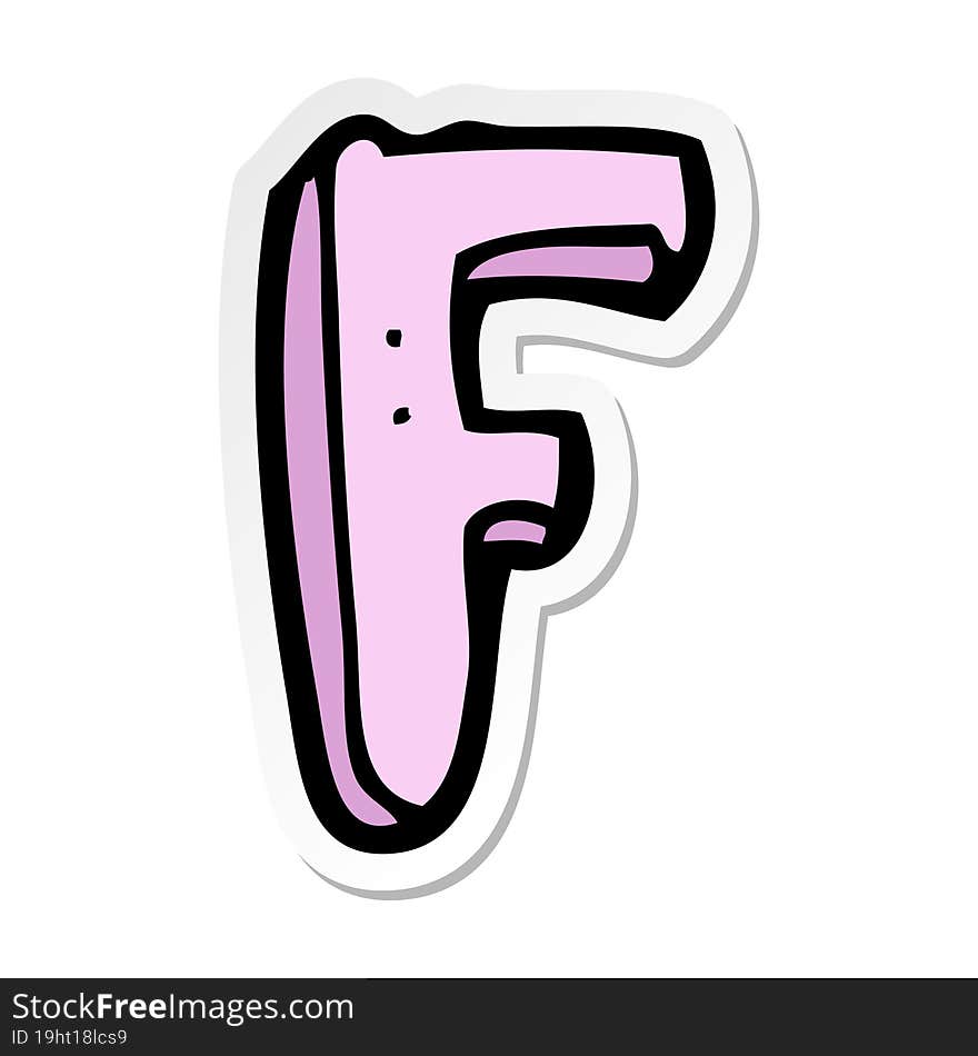 sticker of a cartoon letter F