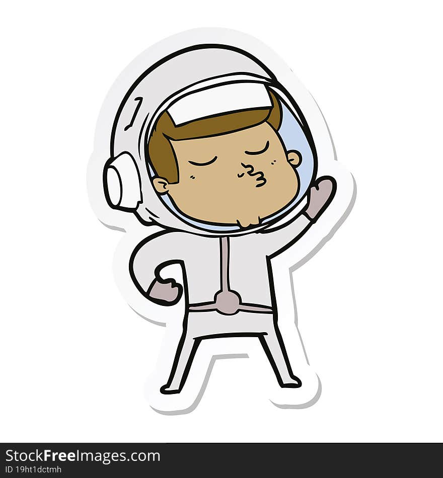 Sticker Of A Cartoon Confident Astronaut