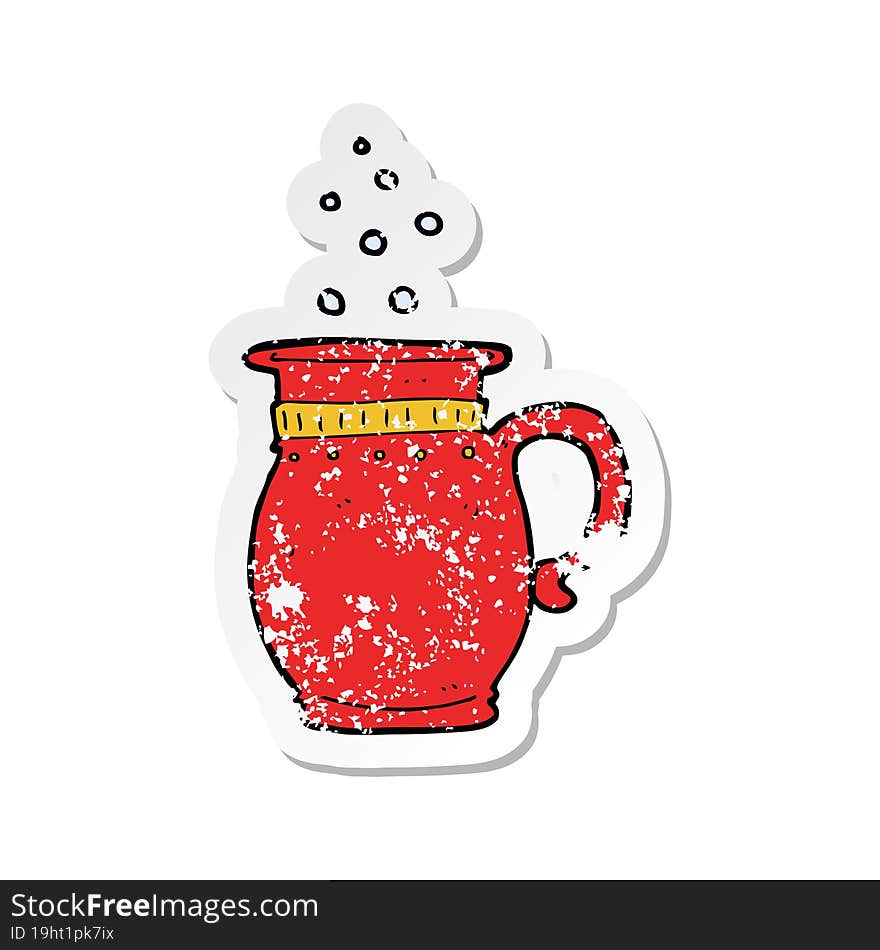 retro distressed sticker of a cartoon beer tankard