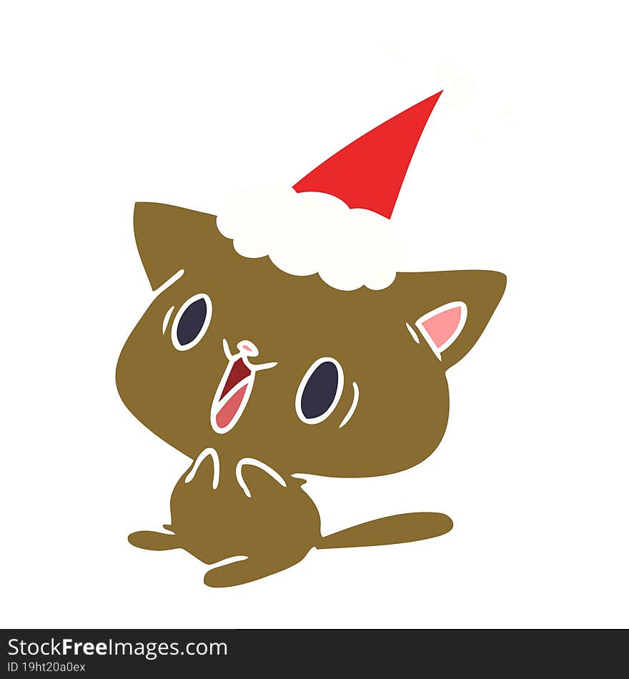 christmas cartoon of kawaii cat