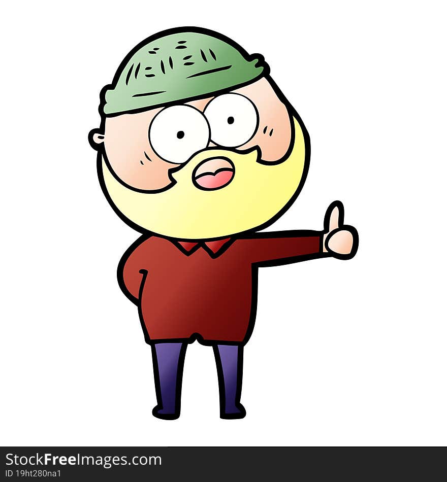 cartoon bearded man giving thumbs up sign. cartoon bearded man giving thumbs up sign