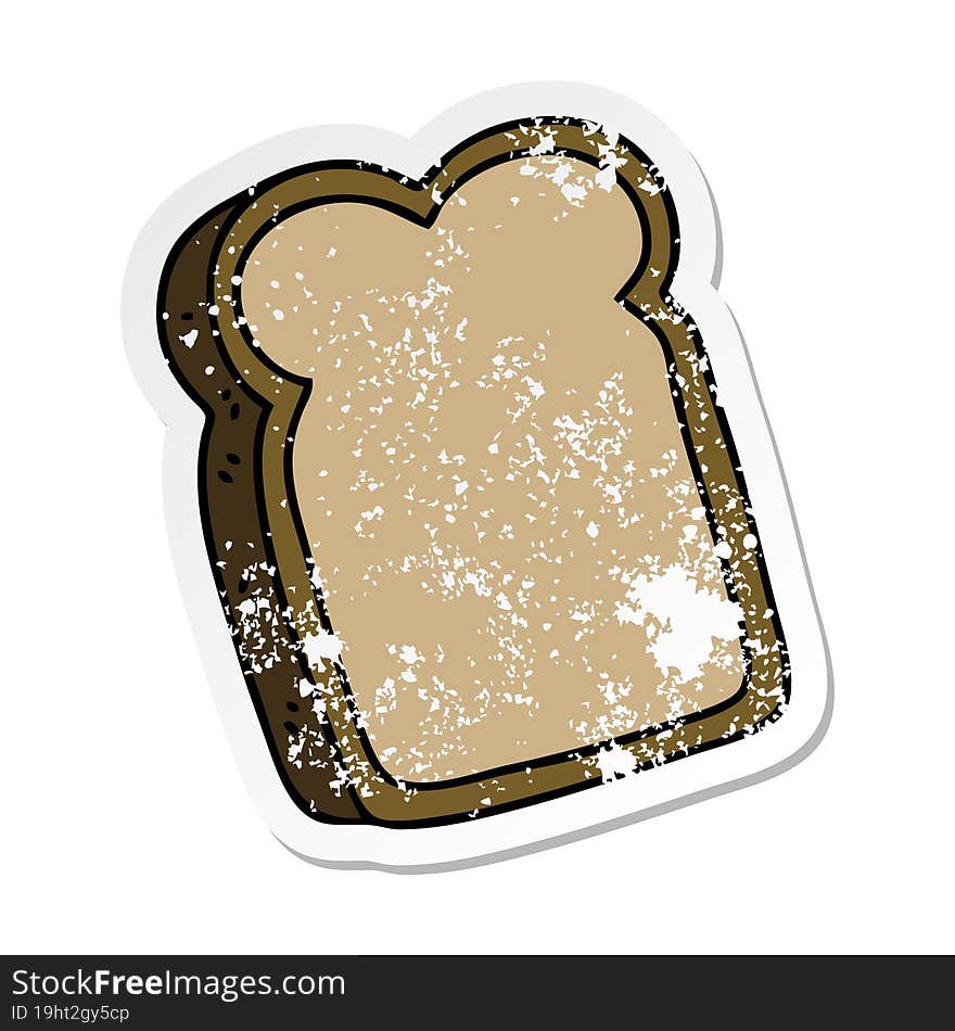 Distressed Sticker Of A Quirky Hand Drawn Cartoon Slice Of Bread