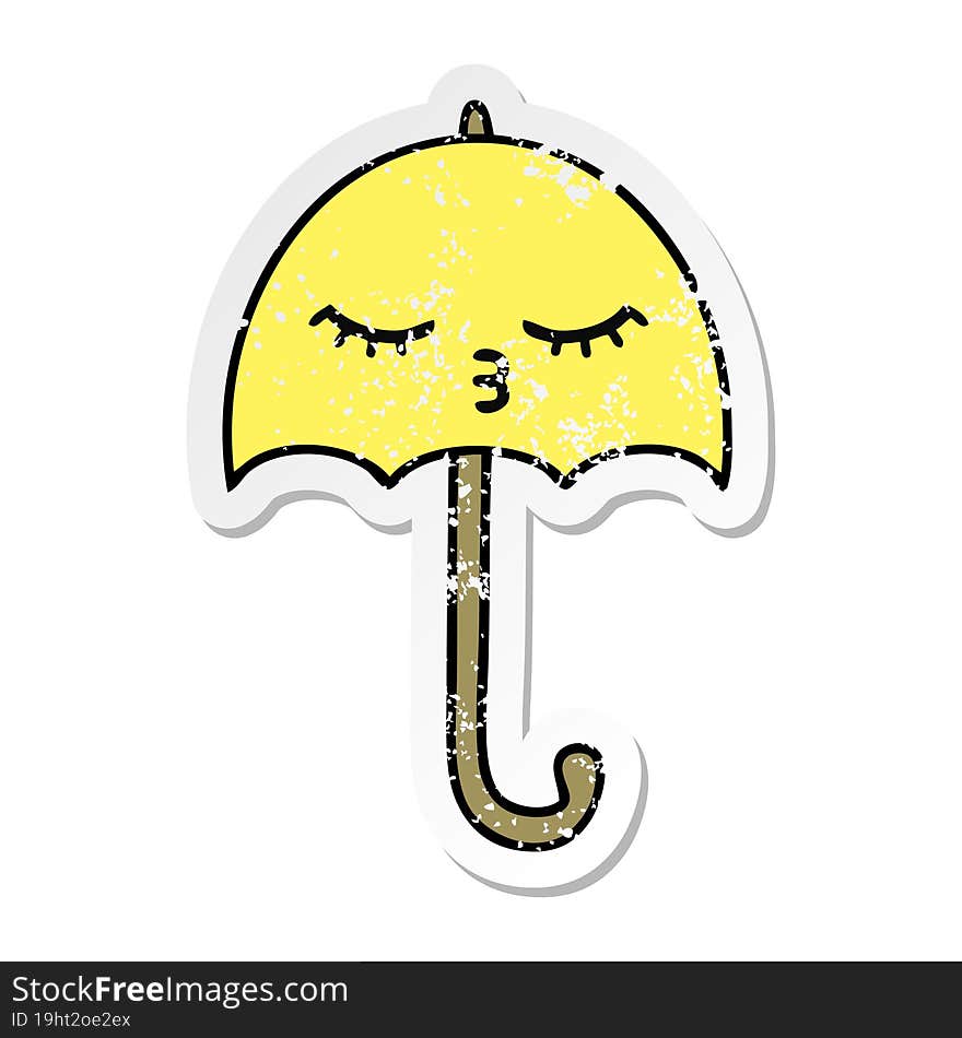 Distressed Sticker Of A Cute Cartoon Umbrella