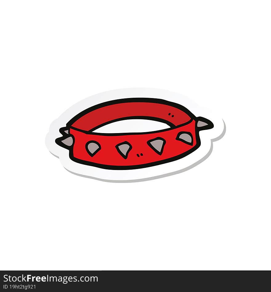 Sticker Of A Cartoon Spiked Dog Collar