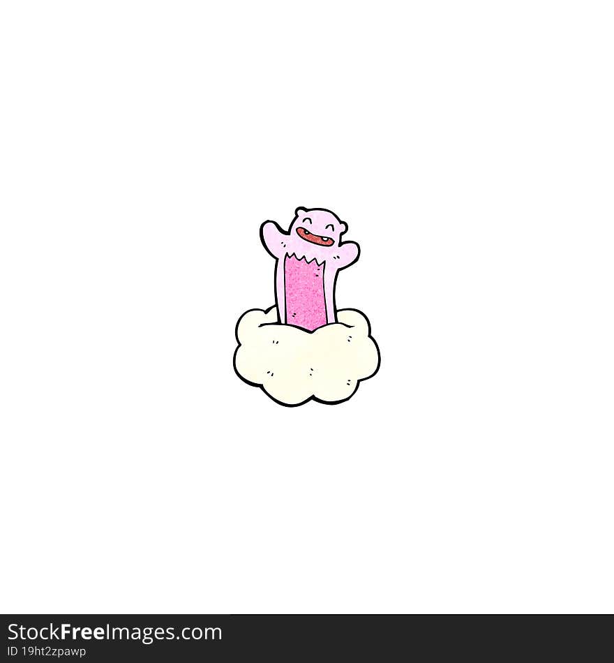 cartoon pink teddy on cloud