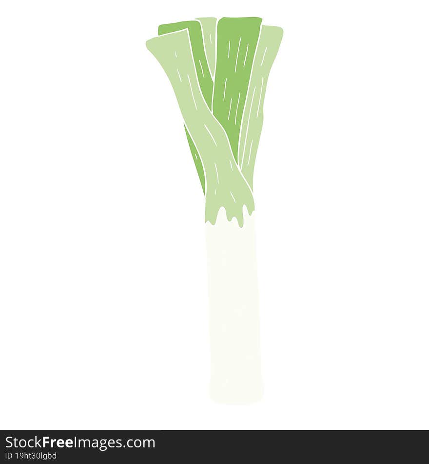 flat color illustration of a cartoon leek