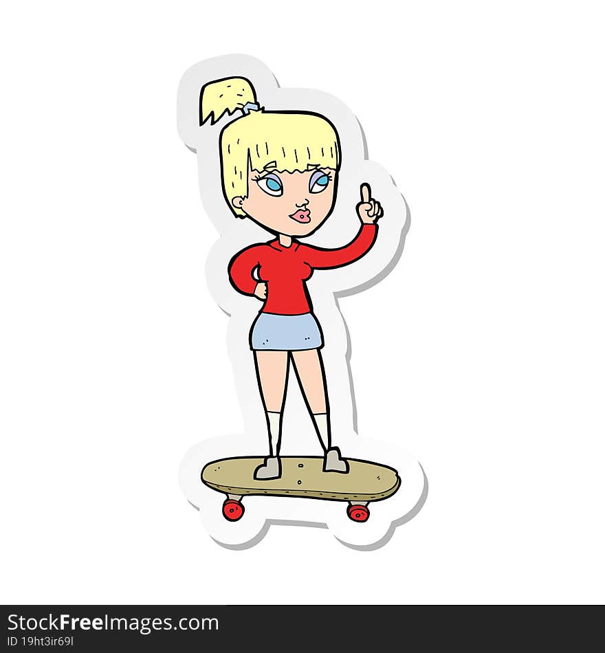 Sticker Of A Cartoon Skater Girl