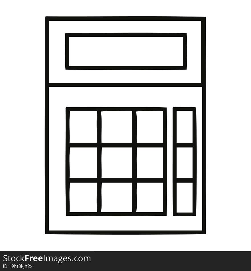 Line Drawing Cartoon School Calculator