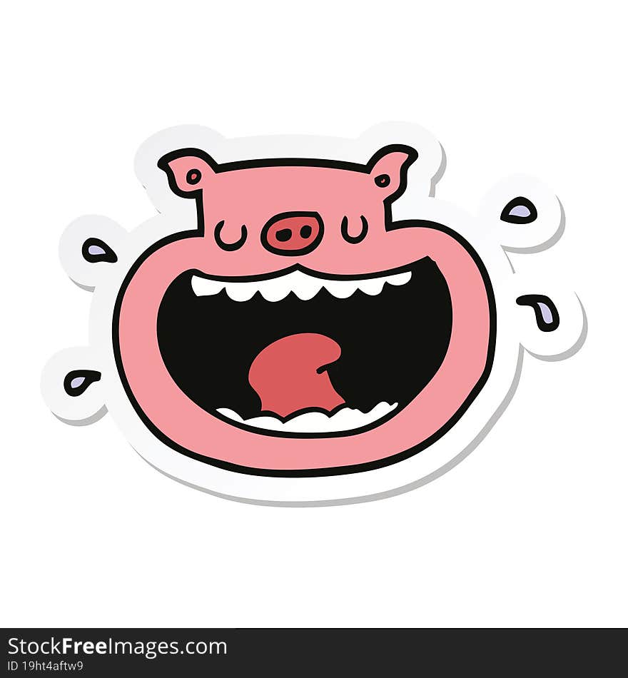 sticker of a cartoon obnoxious pig