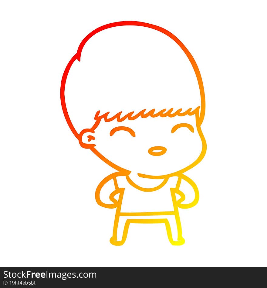 warm gradient line drawing happy cartoon boy