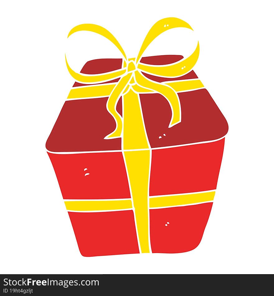 flat color illustration of a cartoon wrapped present