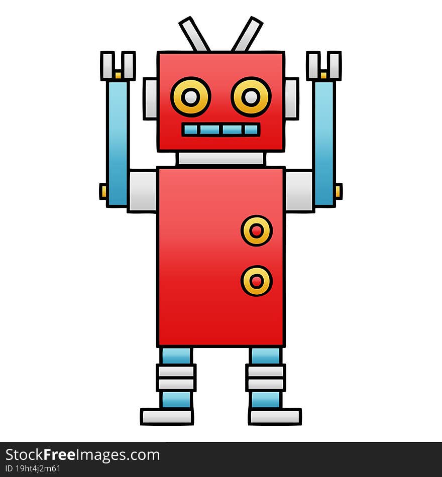 Gradient Shaded Cartoon Dancing Robot