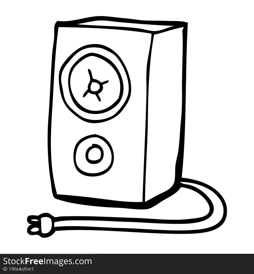 Line Drawing Cartoon Old Wood Speaker