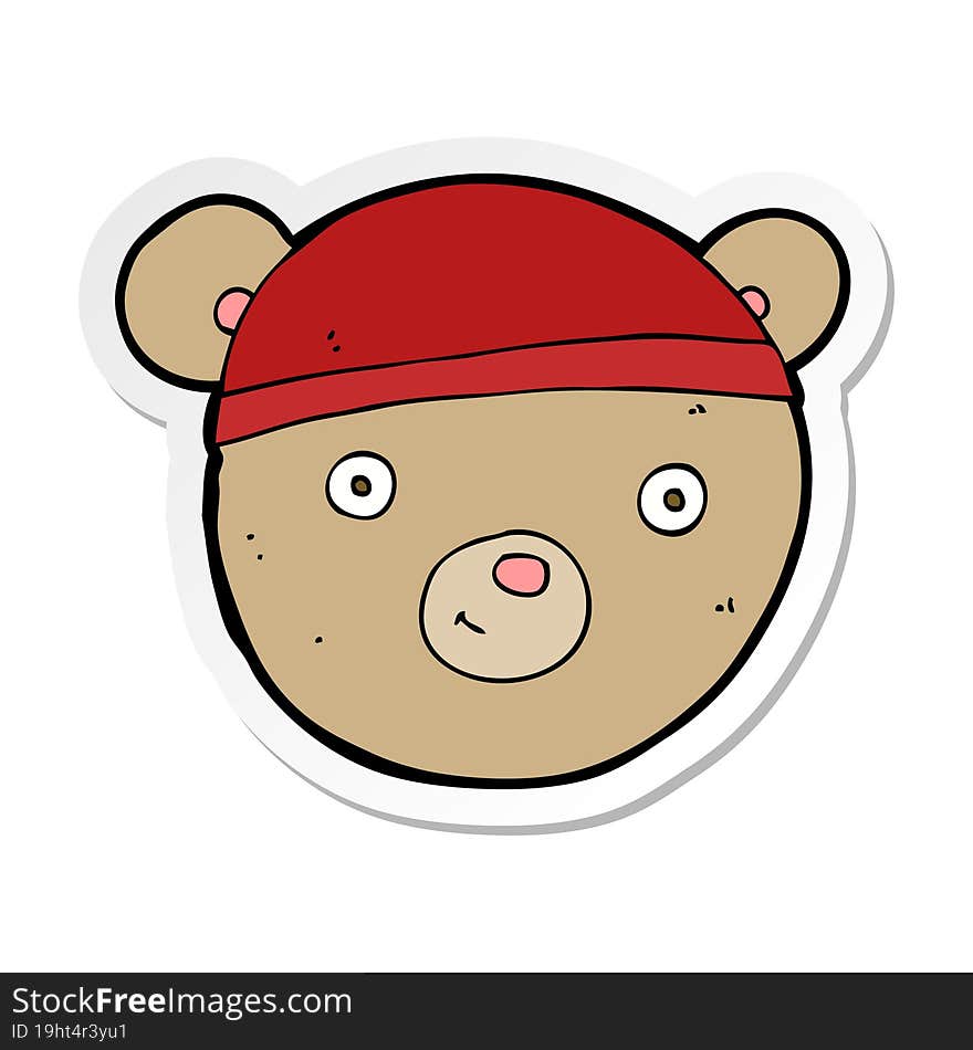 sticker of a cartoon teddy bear head