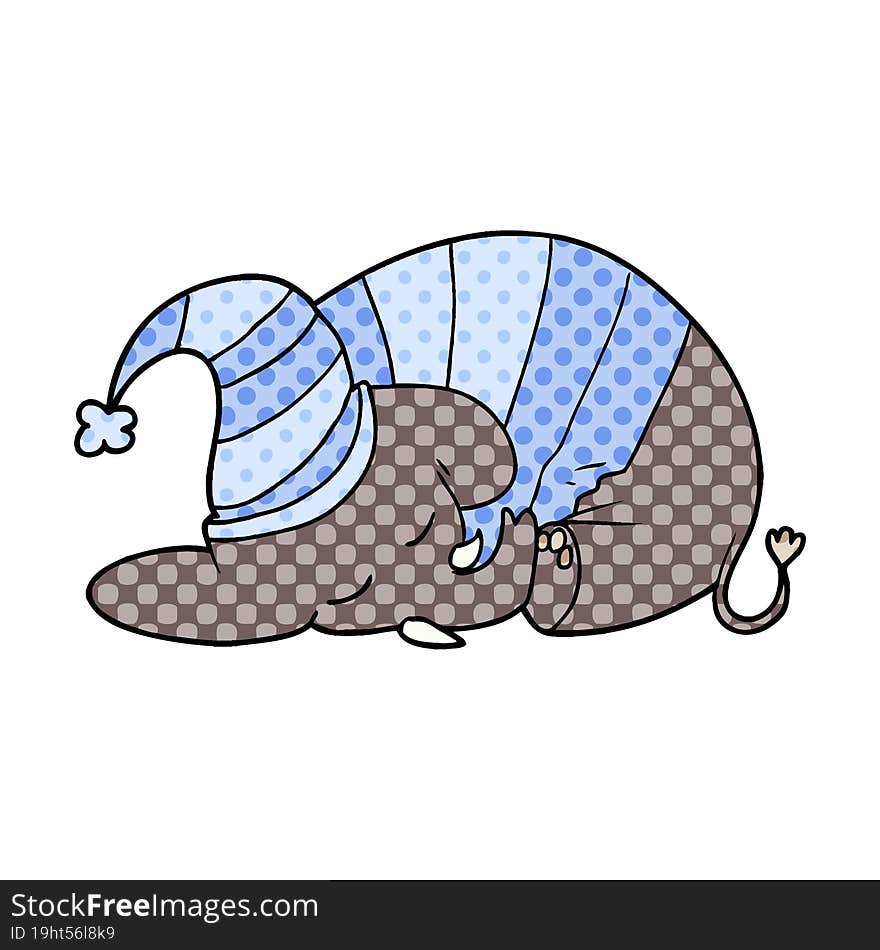 cartoon sleeping elephant in pajamas. cartoon sleeping elephant in pajamas