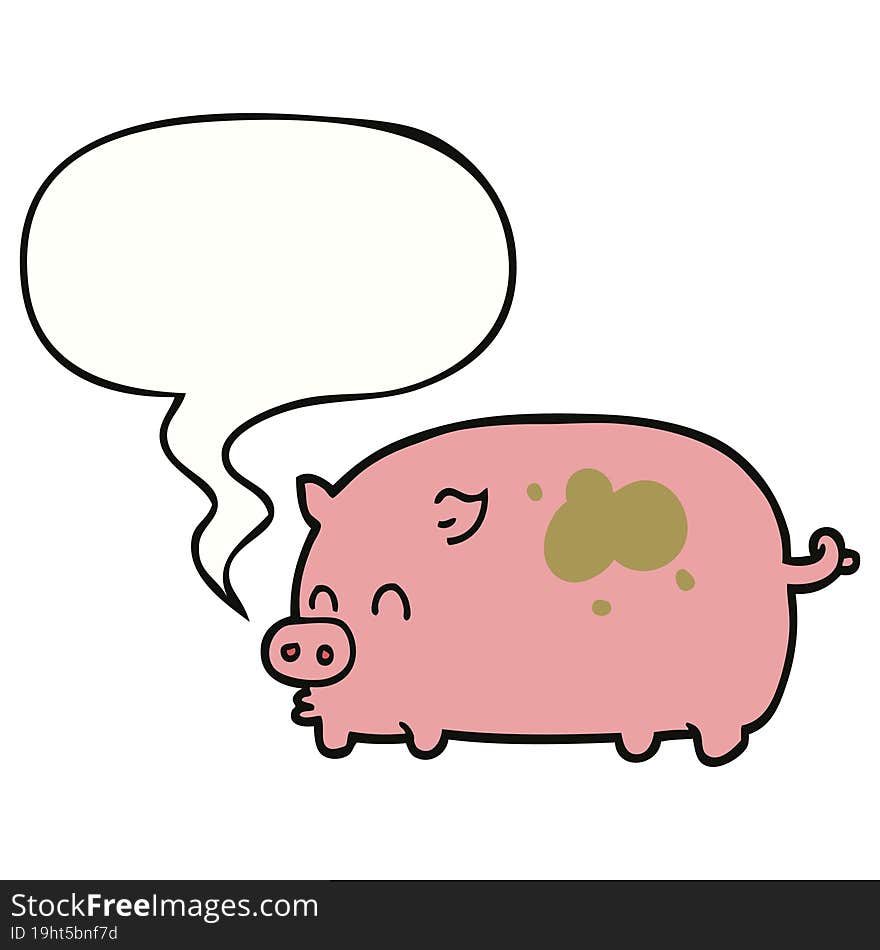 cute cartoon pig and speech bubble