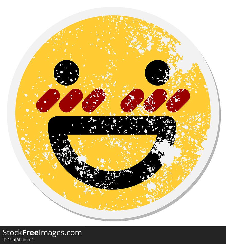 happy blushing face circular sticker