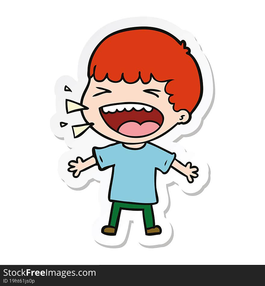 Sticker Of A Cartoon Laughing Man