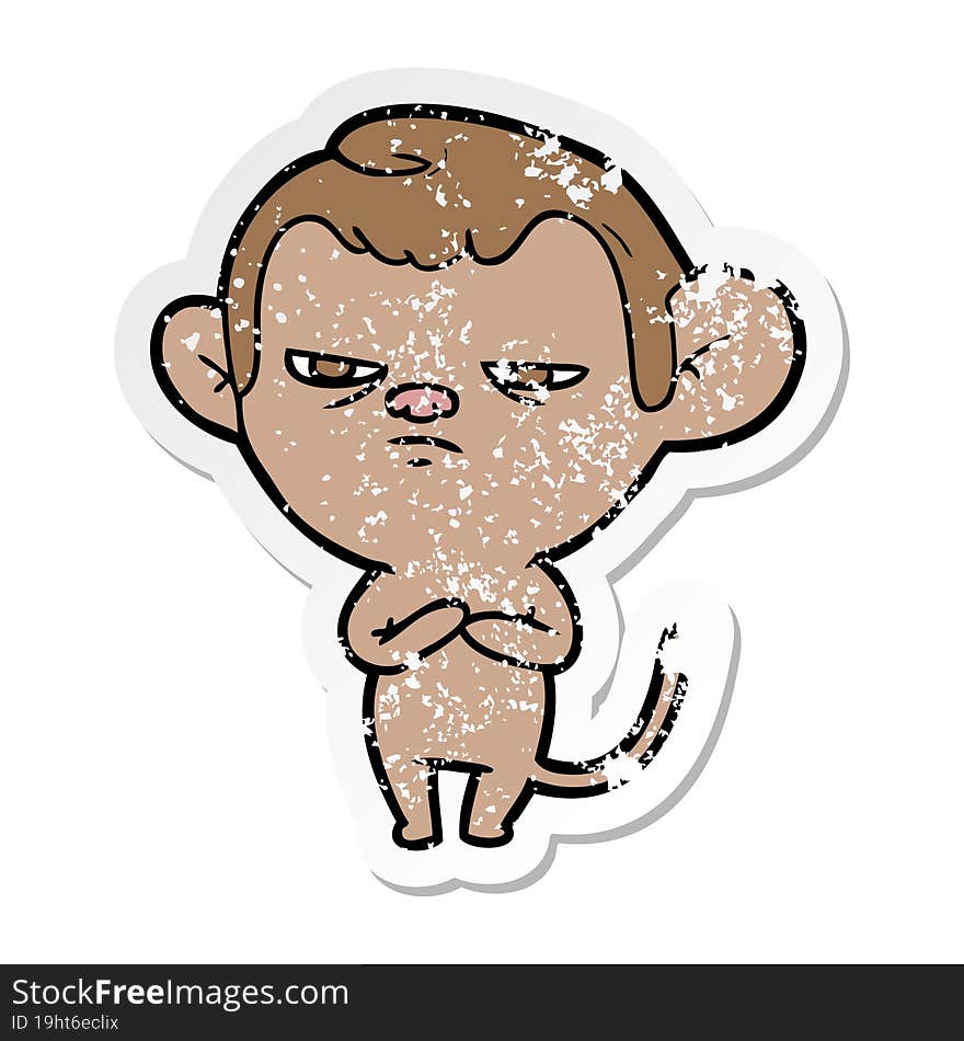 distressed sticker of a cartoon monkey