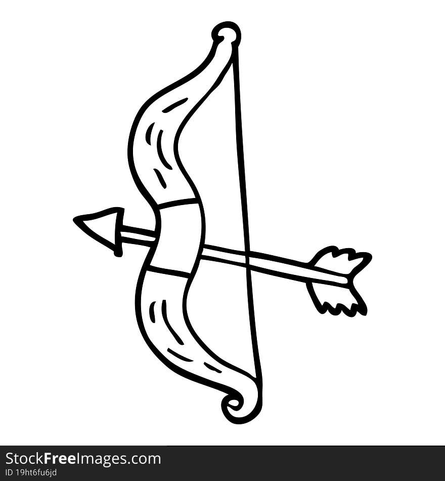 line drawing cartoon bow and arrow