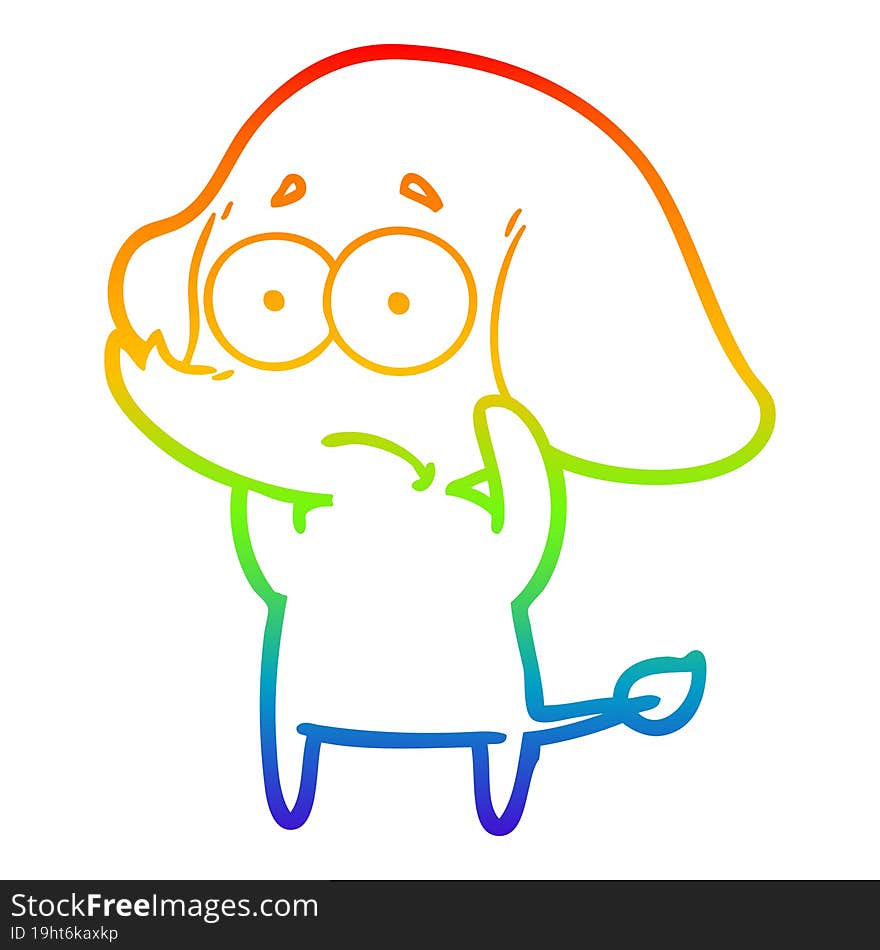 rainbow gradient line drawing cartoon unsure elephant