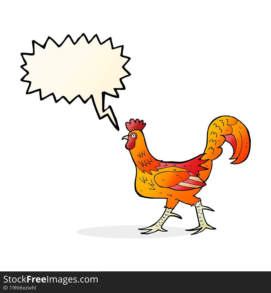 cartoon cockerel with speech bubble