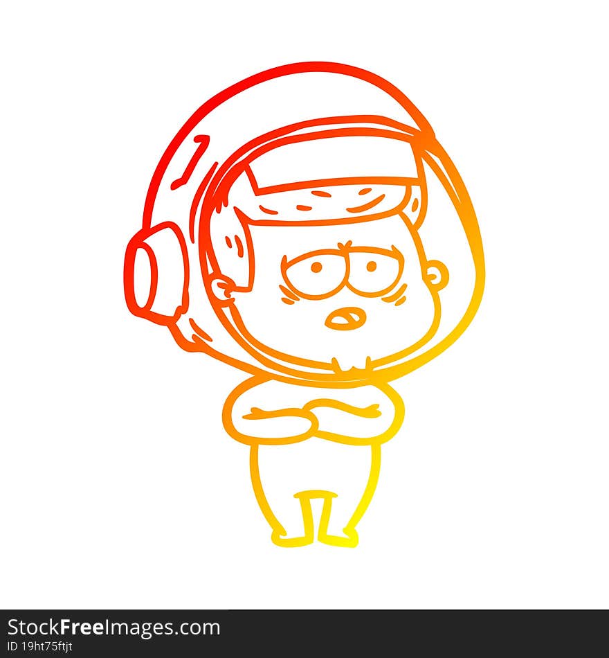 warm gradient line drawing cartoon tired astronaut