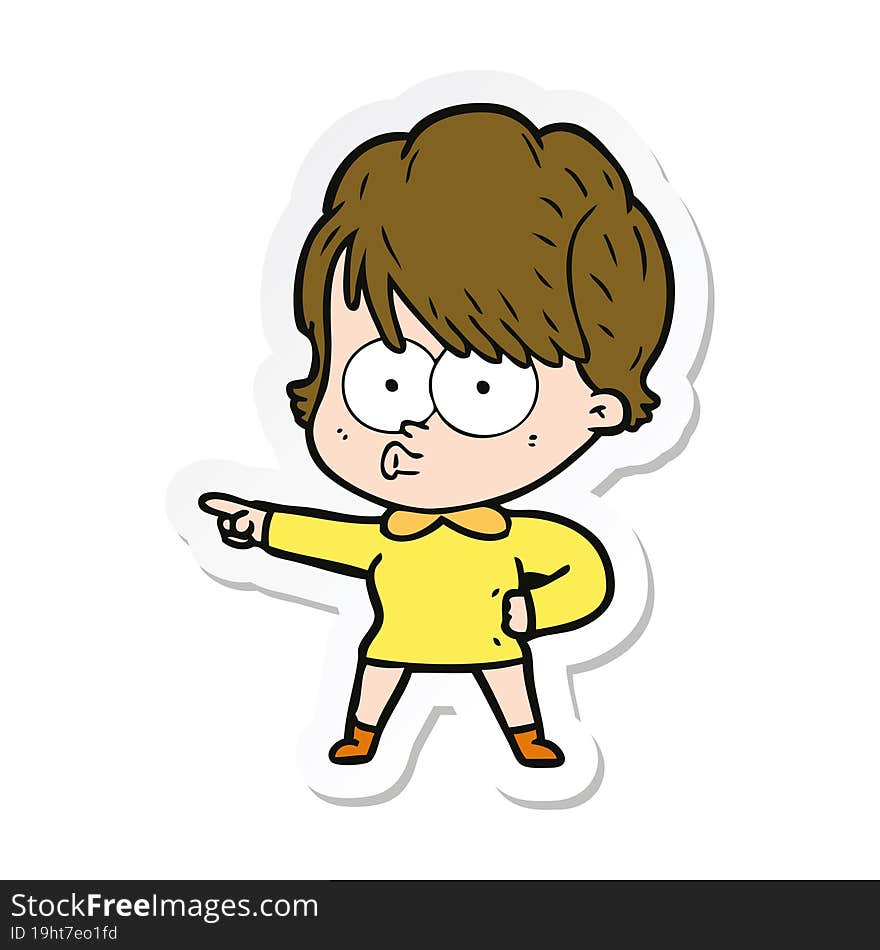 sticker of a cartoon woman