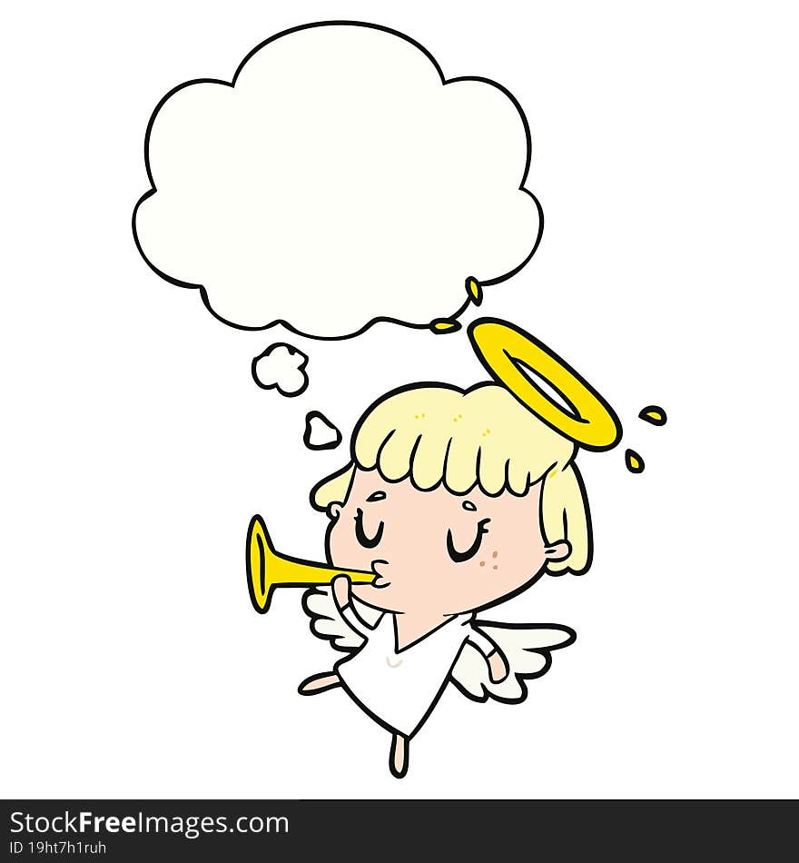 cartoon angel with thought bubble. cartoon angel with thought bubble