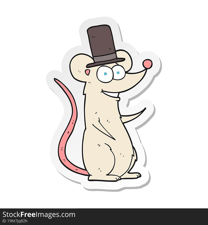 sticker of a cartoon mouse in top hat