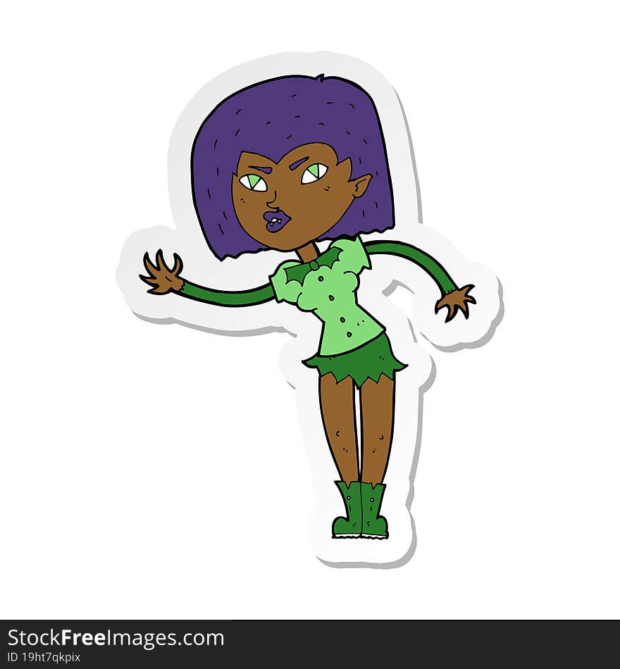 Sticker Of A Cartoon Vampire Girl