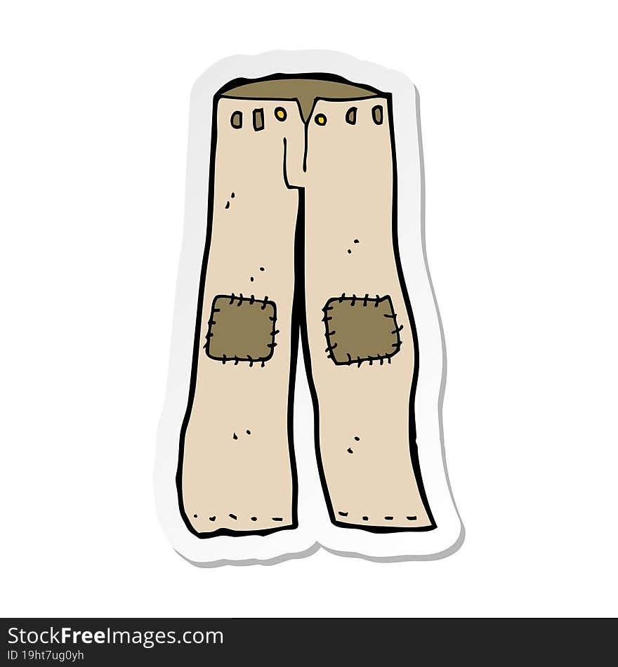 Sticker Of A Cartoon Patched Old Pants