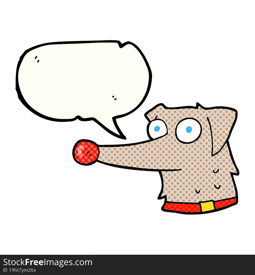 freehand drawn comic book speech bubble cartoon dog with collar