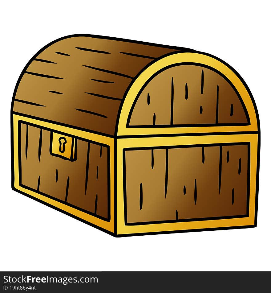 hand drawn gradient cartoon doodle of a treasure chest