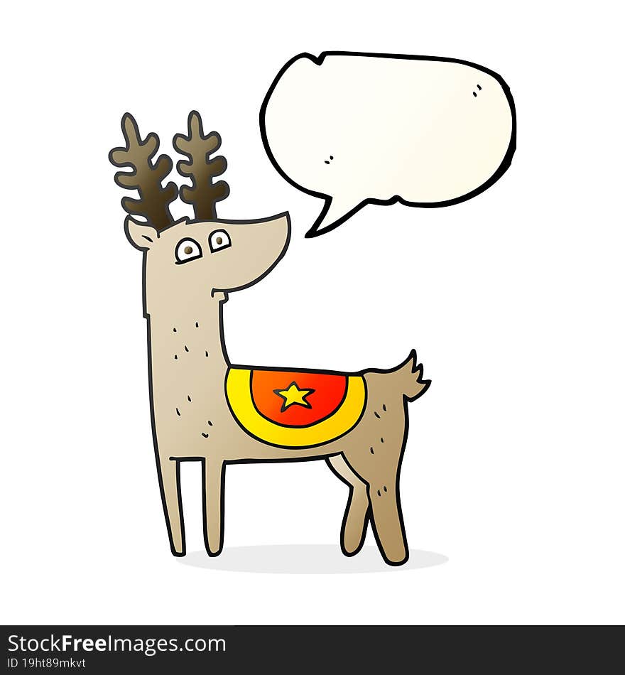 freehand drawn speech bubble cartoon reindeer