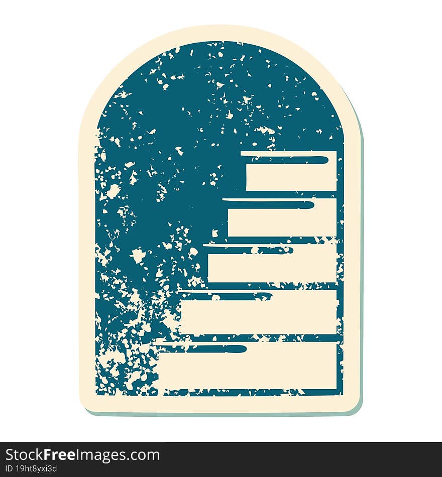 distressed sticker tattoo style icon of a doorway to steps