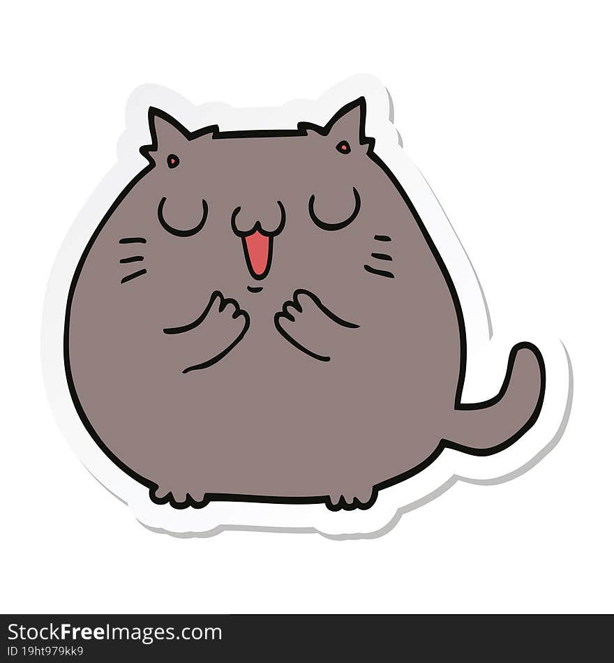 sticker of a happy cartoon cat