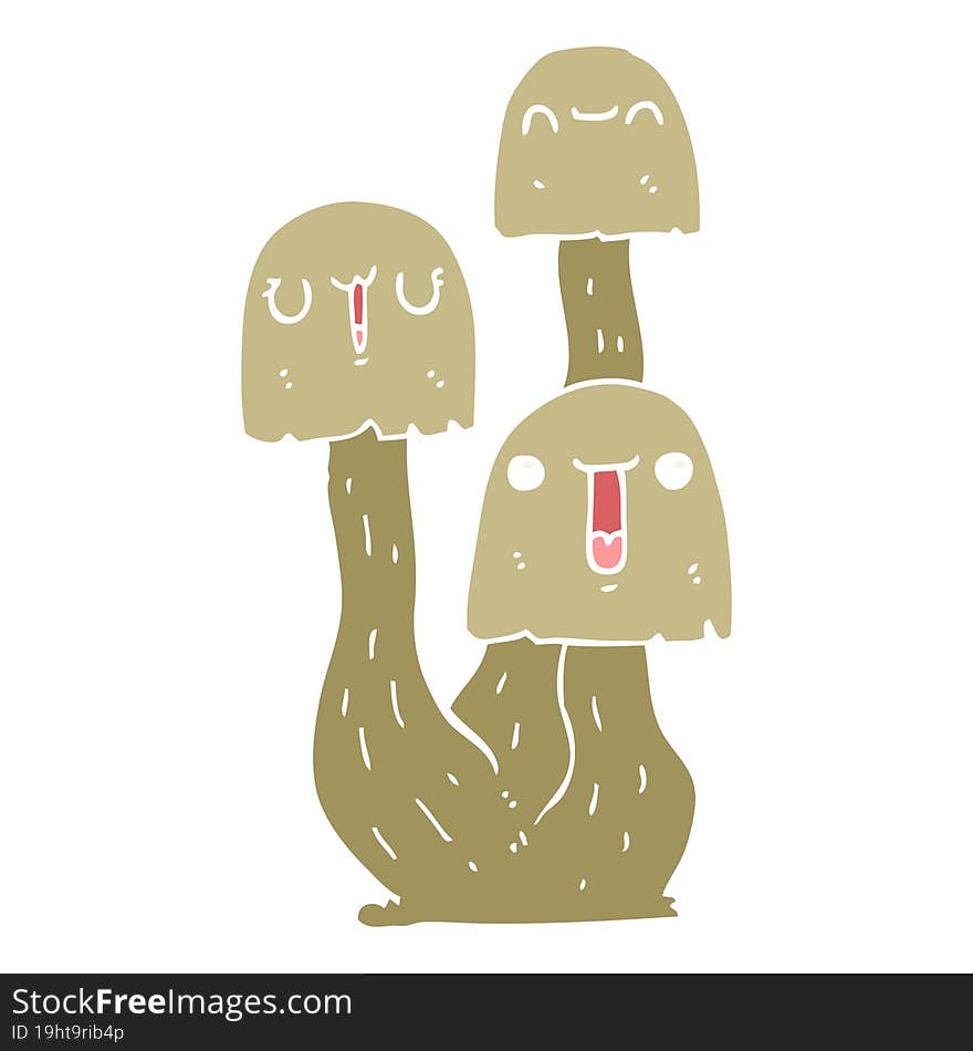 flat color style cartoon mushroom