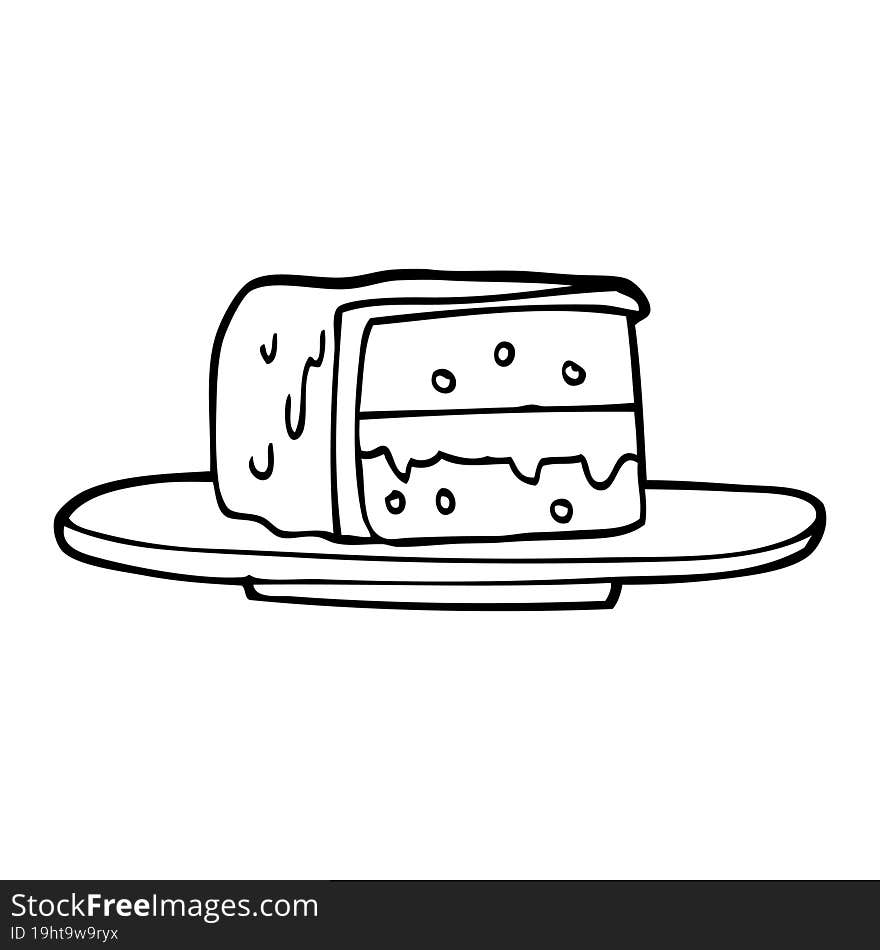 line drawing cartoon slice of cake